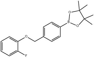 2-(4-((2-fluorophenoxy)methyl)phenyl)-4,4,5,5-tetramethyl-1,3,2-dioxaborolane Struktur