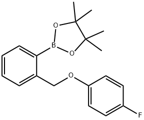 2-(2-((4-fluorophenoxy)methyl)phenyl)-4,4,5,5-tetramethyl-1,3,2-dioxaborolane Struktur