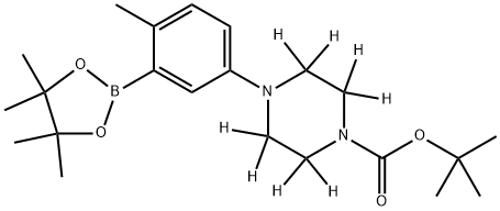 tert-butyl 4-(4-methyl-3-(4,4,5,5-tetramethyl-1,3,2-dioxaborolan-2-yl)phenyl)piperazine-1-carboxylate-2,2,3,3,5,5,6,6-d8 Struktur