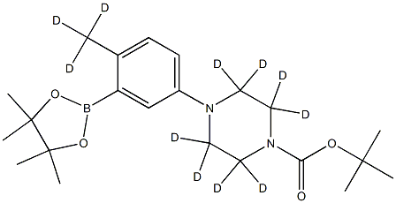 tert-butyl 4-(4-(methyl-d3)-3-(4,4,5,5-tetramethyl-1,3,2-dioxaborolan-2-yl)phenyl)piperazine-1-carboxylate-2,2,3,3,5,5,6,6-d8 Struktur