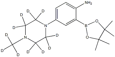 4-(4-(methyl-d3)piperazin-1-yl-2,2,3,3,5,5,6,6-d8)-2-(4,4,5,5-tetramethyl-1,3,2-dioxaborolan-2-yl)aniline Struktur