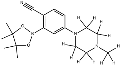 4-(4-(methyl-d3)piperazin-1-yl-2,2,3,3,5,5,6,6-d8)-2-(4,4,5,5-tetramethyl-1,3,2-dioxaborolan-2-yl)benzonitrile Struktur