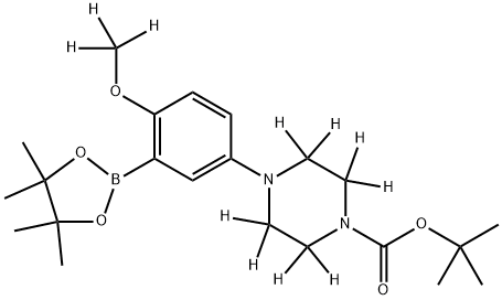 tert-butyl 4-(4-(methoxy-d3)-3-(4,4,5,5-tetramethyl-1,3,2-dioxaborolan-2-yl)phenyl)piperazine-1-carboxylate-2,2,3,3,5,5,6,6-d8 Struktur