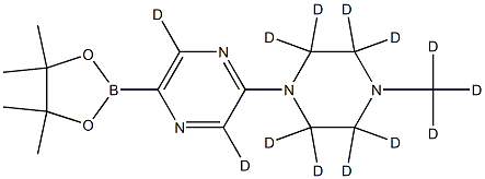 2-(4-(methyl-d3)piperazin-1-yl-2,2,3,3,5,5,6,6-d8)-5-(4,4,5,5-tetramethyl-1,3,2-dioxaborolan-2-yl)pyrazine-3,6-d2 Struktur