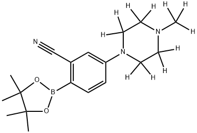 5-(4-(methyl-d3)piperazin-1-yl-2,2,3,3,5,5,6,6-d8)-2-(4,4,5,5-tetramethyl-1,3,2-dioxaborolan-2-yl)benzonitrile Struktur