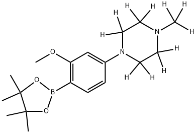 1-(3-methoxy-4-(4,4,5,5-tetramethyl-1,3,2-dioxaborolan-2-yl)phenyl)-4-(methyl-d3)piperazine-2,2,3,3,5,5,6,6-d8 Struktur