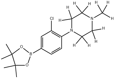 1-(2-chloro-4-(4,4,5,5-tetramethyl-1,3,2-dioxaborolan-2-yl)phenyl)-4-(methyl-d3)piperazine-2,2,3,3,5,5,6,6-d8 Struktur