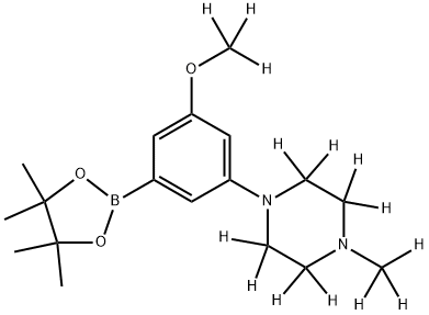 1-(3-(methoxy-d3)-5-(4,4,5,5-tetramethyl-1,3,2-dioxaborolan-2-yl)phenyl)-4-(methyl-d3)piperazine-2,2,3,3,5,5,6,6-d8 Struktur