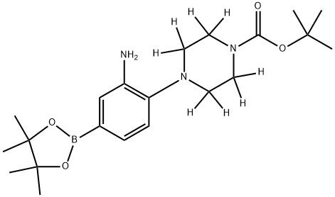 tert-butyl 4-(2-amino-4-(4,4,5,5-tetramethyl-1,3,2-dioxaborolan-2-yl)phenyl)piperazine-1-carboxylate-2,2,3,3,5,5,6,6-d8 Struktur