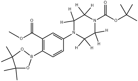 tert-butyl 4-(3-(methoxycarbonyl)-4-(4,4,5,5-tetramethyl-1,3,2-dioxaborolan-2-yl)phenyl)piperazine-1-carboxylate-2,2,3,3,5,5,6,6-d8 Struktur