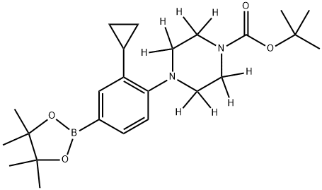 tert-butyl 4-(2-cyclopropyl-4-(4,4,5,5-tetramethyl-1,3,2-dioxaborolan-2-yl)phenyl)piperazine-1-carboxylate-2,2,3,3,5,5,6,6-d8 Struktur