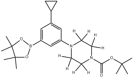 tert-butyl 4-(3-cyclopropyl-5-(4,4,5,5-tetramethyl-1,3,2-dioxaborolan-2-yl)phenyl)piperazine-1-carboxylate-2,2,3,3,5,5,6,6-d8 Struktur