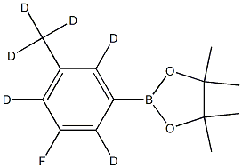 2-(3-fluoro-5-(methyl-d3)phenyl-2,4,6-d3)-4,4,5,5-tetramethyl-1,3,2-dioxaborolane Struktur