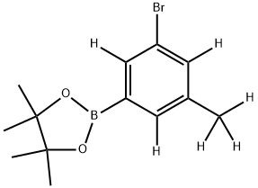 2-(3-bromo-5-(methyl-d3)phenyl-2,4,6-d3)-4,4,5,5-tetramethyl-1,3,2-dioxaborolane Struktur