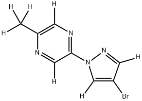 2-(4-bromo-1H-pyrazol-1-yl-3,5-d2)-5-(methyl-d3)pyrazine-3,6-d2 Struktur