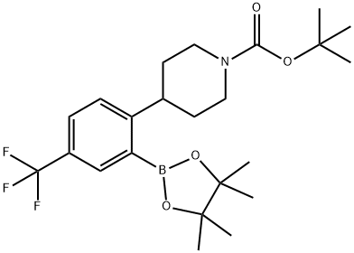 tert-butyl 4-(2-(4,4,5,5-tetramethyl-1,3,2-dioxaborolan-2-yl)-4-(trifluoromethyl)phenyl)piperidine-1-carboxylate Struktur