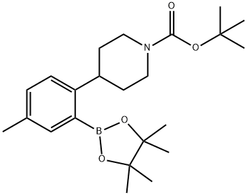 tert-butyl 4-(4-methyl-2-(4,4,5,5-tetramethyl-1,3,2-dioxaborolan-2-yl)phenyl)piperidine-1-carboxylate Struktur