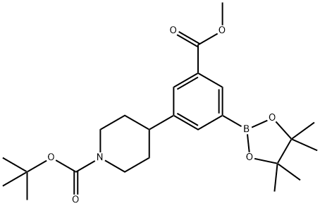 tert-butyl 4-(3-(methoxycarbonyl)-5-(4,4,5,5-tetramethyl-1,3,2-dioxaborolan-2-yl)phenyl)piperidine-1-carboxylate Struktur