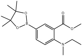 methyl 2-(ethyl(methyl)amino)-5-(4,4,5,5-tetramethyl-1,3,2-dioxaborolan-2-yl)benzoate Struktur