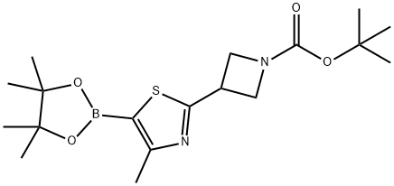 tert-butyl 3-(4-methyl-5-(4,4,5,5-tetramethyl-1,3,2-dioxaborolan-2-yl)thiazol-2-yl)azetidine-1-carboxylate Struktur