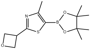 4-methyl-2-(oxetan-3-yl)-5-(4,4,5,5-tetramethyl-1,3,2-dioxaborolan-2-yl)thiazole Struktur