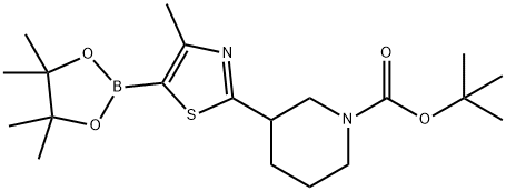 tert-butyl 3-(4-methyl-5-(4,4,5,5-tetramethyl-1,3,2-dioxaborolan-2-yl)thiazol-2-yl)piperidine-1-carboxylate Struktur