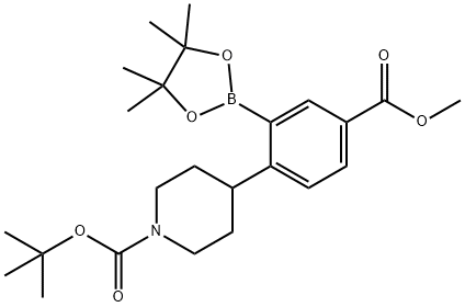 tert-butyl 4-(4-(methoxycarbonyl)-2-(4,4,5,5-tetramethyl-1,3,2-dioxaborolan-2-yl)phenyl)piperidine-1-carboxylate Struktur