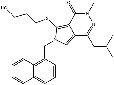 2,6-Dihydro-7-[(3-hydroxypropyl)thio]-2-methyl-4-(2-methylpropyl)-6-(1-naphthalenylmethyl)-1H-pyrrolo[3,4-d]pyridazin-1one Struktur