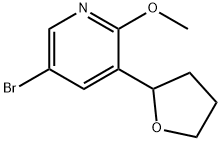 5-bromo-2-methoxy-3-(tetrahydrofuran-2-yl)pyridine Struktur