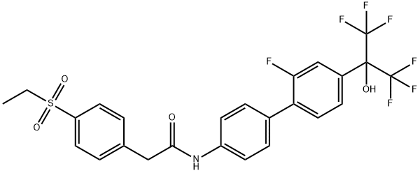 Benzeneacetamide, 4-(ethylsulfonyl)-N-[2'-fluoro-4'-[2,2,2-trifluoro-1-hydroxy-1-(trifluoromethyl)ethyl][1,1'-biphenyl]-4-yl]- Struktur