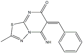 6-benzylidene-5-imino-2-methyl-5,6-dihydro-7H-[1,3,4]thiadiazolo[3,2-a]pyrimidin-7-one Struktur