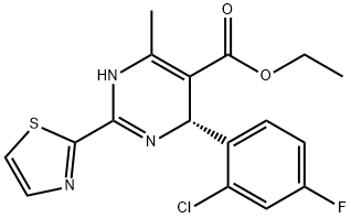 methyl (R)-4-(2-chloro-4-fluorophenyl)-6-methyl-2-(thiazol-2-yl)-1,4-dihydropyrimidine-5-carboxylate Struktur