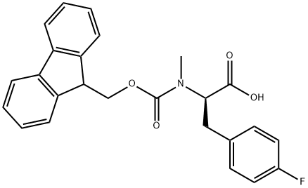 (2R)-2-({[(9H-fluoren-9-yl)methoxy]carbonyl}(methyl)amino)-3-(4-fluorophenyl)propanoic acid Struktur