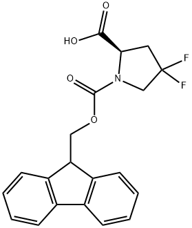 (2R)-1-{[(9H-fluoren-9-yl)methoxy]carbonyl}-4,4-difluoropyrrolidine-2-carboxylic acid Struktur