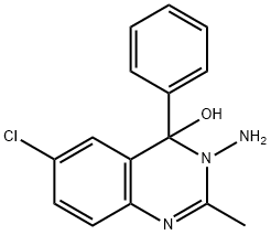 3-amino-6-chloro-2-methyl-4-phenylquinazolin-4-ol Struktur