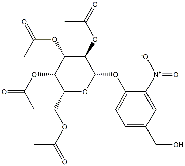 (2R,3S,4S,5R,6S)-2-(acetoxymethyl)-6-(4-(hydroxymethyl)-2-nitrophenoxy)tetrahydro-2H-pyran-3,4,5-triyl triacetate Struktur