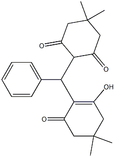 2-[(2-hydroxy-4,4-dimethyl-6-oxo-1-cyclohexen-1-yl)(phenyl)methyl]-5,5-dimethyl-1,3-cyclohexanedione Struktur