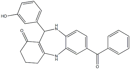 7-benzoyl-11-(3-hydroxyphenyl)-2,3,4,5,10,11-hexahydro-1H-dibenzo[b,e][1,4]diazepin-1-one Struktur