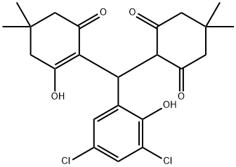 2-[(3,5-dichloro-2-hydroxyphenyl)(2-hydroxy-4,4-dimethyl-6-oxo-1-cyclohexen-1-yl)methyl]-5,5-dimethyl-1,3-cyclohexanedione Struktur