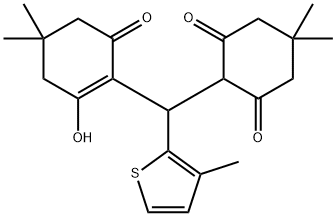 2-[(2-hydroxy-4,4-dimethyl-6-oxo-1-cyclohexen-1-yl)(3-methyl-2-thienyl)methyl]-5,5-dimethyl-1,3-cyclohexanedione Struktur