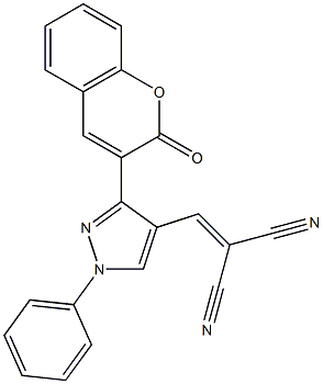 2-{[3-(2-oxo-2H-chromen-3-yl)-1-phenyl-1H-pyrazol-4-yl]methylene}malononitrile Struktur