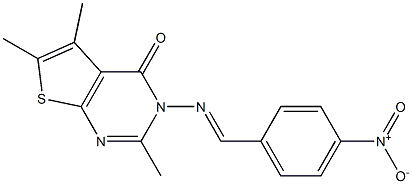 3-({4-nitrobenzylidene}amino)-2,5,6-trimethylthieno[2,3-d]pyrimidin-4(3H)-one Struktur