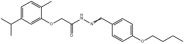 N'-[(1E)-(4-butoxyphenyl)methylidene]-2-[2-methyl-5-(propan-2-yl)phenoxy]acetohydrazide Struktur