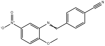 4-{[(2-methoxy-5-nitrophenyl)imino]methyl}benzonitrile Struktur