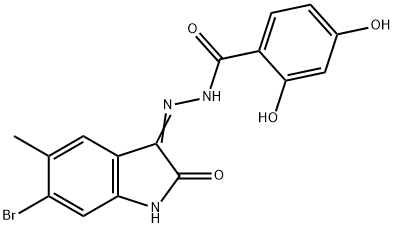 N'-(6-bromo-5-methyl-2-oxo-1,2-dihydro-3H-indol-3-ylidene)-2,4-dihydroxybenzohydrazide Struktur