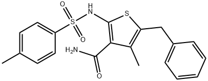 5-benzyl-4-methyl-2-{[(4-methylphenyl)sulfonyl]amino}-3-thiophenecarboxamide Struktur