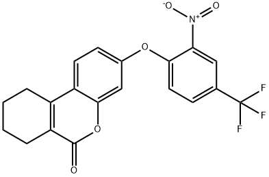 3-[2-nitro-4-(trifluoromethyl)phenoxy]-7,8,9,10-tetrahydro-6H-benzo[c]chromen-6-one Struktur