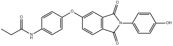 N-(4-{[2-(4-hydroxyphenyl)-1,3-dioxo-2,3-dihydro-1H-isoindol-5-yl]oxy}phenyl)propanamide Struktur