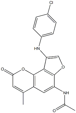 N-[9-(4-chloroanilino)-4-methyl-2-oxo-2H-furo[2,3-h]chromen-6-yl]acetamide Struktur