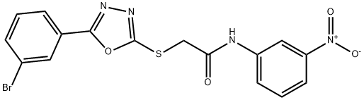 2-{[5-(3-bromophenyl)-1,3,4-oxadiazol-2-yl]sulfanyl}-N-{3-nitrophenyl}acetamide Struktur